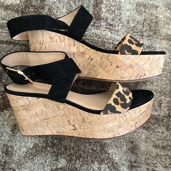 Brand New - Veronica Beard black and leopard print platform sandal size 8.5 - Picture 3 of 4